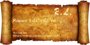 Rapos Lóránt névjegykártya